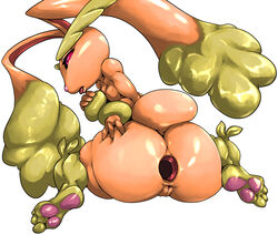 2014 anthro anus ass barefoot big_butt female female_only fur gaping gaping_anus long_ears looking_back looking_down lopunny nintendo nude nyosaku on_floor open_mouth pawpads paws pokemon pokemon_(species) pussy sitting solo spread_legs spreading