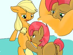 2014 anus applejack_(mlp) ass babs_seed_(mlp) blonde_hair cousins cunnilingus duo earth_pony equine female freckles friendship_is_magic furry green_eyes hair horse incest licking mammal my_little_pony oral oral_sex orange_fur pony pussy sex smooth_skin tongue two_tone_hair vaginal_penetration vulapa yuri