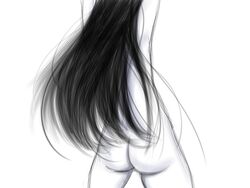 1girls ass back behind black_hair female from_behind long_hair mila_(viktoria666) nude original original_character pale solo vampire viktoria666_(artist) young