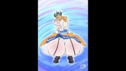 1girls 30_seconds animated ass_focus back_view bendacriss big_ass bottom_heavy crown edit female female_only garter_straps hair_ribbon hi_res highres huge_ass marimari_en music panties phase_connect phase_invaders phase_invaders_quest pinkanimations rear_view sailor_uniform skirt solo solo_female sound squatting tagme thick_thighs thigh_socks twerking twintails upskirt video virtual_youtuber white_panties