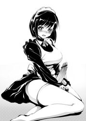 1futa breasts censored copyright_request futanari ichimatsu_akebi intersex maid monochrome penis pointless_censoring precum solo_futa thighhighs