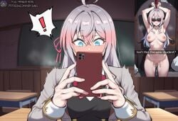1girl about_to_be_raped about_to_have_sex ahoge ai_assisted ai_generated alisa_mikhailovna_kujou armpits arms_up black_shirt blue_eyes blush bondage breasts cellphone chair comic comic_page comic_panel completely_nude cry crying crying_with_eyes_open embarrassed exhibitionism exposed_breasts female_pervert gray_hair gray_jacket grey_hair grey_jacket hair_between_eyes hair_ribbon hands_up holding holding_phone indoors inminent_rape inminent_sex jacket lapels large_breasts long_hair looking_down manga manga_page manga_style medium_breasts mosaic_censoring nay_juno netorare nipples notched_lapels ntr nude object_insertion open_clothes pervert phone rape red_ribbon ribbon saliva smartphone snapchat tears tokidoki_bosotto_russian_de_dereru_tonari_no_alya-san vaginal_object_insertion