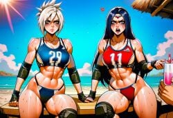 ai_generated bar beach bitch complaining imminent_rape irelia_xan karen league_of_legends riven sexy slut sunny volleyball volleyball_uniform
