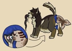 absurd_res anal anal_vore blue_insides canid canine canis cobra female feral group hi_res male male/male/female mammal marine pinniped rakkurakun reptile scalie seal snake trio vore wolf