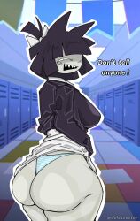 ass ass_focus female female_focus fundamental_paper_education looking_at_viewer looking_back miss_bloomie_(fundamental_paper_education) offscreen_character offscreen_male panties