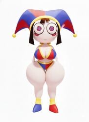 ai_assisted ai_generated big_breasts bikini bikini_bottom bikini_top gemini pomni_(the_amazing_digital_circus) the_amazing_digital_circus wide_hips