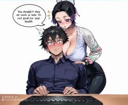 ai_generated black_hair blue_eyes blush breasts butterfly_hair_ornament comic comic_page comic_panel couple couple_(romantic) couple_love couple_sex demon_slayer giyu_tomioka giyushino heterosexual hot hot_spring kimetsu_no_yaiba kochou_shinobu male/female myaicrush purple_eyes pussy romantic romantic_couple romantic_sex sex shinobu shinobu_kocho tomioka_giyuu