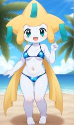adorable ai ai_art ai_generated anime anthro anthropomorphic beach bikini blush blushing_female breasts cute cute_girl cute_kawaii digitalart fanart female furry furry_anthro furry_character furry_female gobabsnow indigo_bikini jirachi legendary_pokemon medium_breasts mythical_pokemon palm_trees pokegal pokegirl pokegirl_as_pokemon pokemon pokemon_(species) pokemon_fanart pokemorph sfw sfw_version