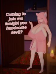 1girls 3d :3 adelle_(tightertemp) animal_ears bedroom bell_collar big_breasts big_nipples blush brat bratty breasts breasts_bigger_than_head busty candle cat_bell cat_ears cat_girl cat_tail catgirl collar dialogue exposed_breasts exposed_nipples feline female front_view huge_breasts hyper_breasts inner_ear_fluff inviting inviting_to_sex koikatsu large_breasts light-skinned_female light_skin looking_at_viewer pink_ears pink_eyes pink_hair pov presenting purple_eyes romantic shortstack small_but_busty smile smiling_at_viewer smug smug_face smug_grin solo solo_female thin thin_waist tightertemp top_heavy top_heavy_breasts