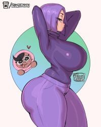 arms_up clothed clothed_female clothing curvaceous curvaceous_female curvaceous_figure curves curvy curvy_body curvy_female curvy_figure curvy_hips duolingo lily_(duolingo) ruruduu side_view zari_(duolingo)