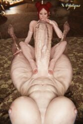 3d alcina_dimitrescu blowjob fishnets footjob futa_on_female futanari handjob huge_size_difference muscular_futa resident_evil_8:_village rosa_centifolia size_difference white_fishnets yeetiques