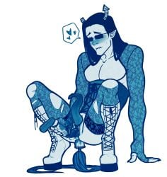 1boy 2015 abs alien alien_humanoid anal anal_insertion anal_sex animal_dildo animal_tail armwear artist_request biting_lip biting_own_lip bodily_fluids bodily_fluids_drip bodily_fluids_in_ass bodily_fluids_on_penis broken_horn clothing corset dialogue dildo dildo_insertion equius_zahhak erect_penis erection glasses hair heart hearts_around_head herm hermaphrodite high_heels homestuck horns humanoid legwear lingerie lingerie_only long_hair male male_only masturbating masturbating_while_penetrated masturbation monochrome ms_paint_adventures muscular muscular_male no_artist_signature penis pointy_ears pussy pussy_juice pussy_juice_drip sex_toy sharp_teeth solo solo_male tentacle_penis unusual_anatomy unusual_genitalia unusual_penis white_background