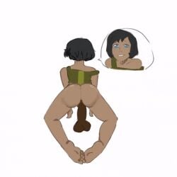 1boy 1girls ass ass_focus avatar_legends baitmagicdreams_(artist) blue_hair bob_cut bobcut_hair brown_hair dark_skin dat_ass enjoying female half_naked happy_sex huge_ass korra male nickelodeon nicktoons orgasm orgasm_face penis sex short_hair solo_female the_legend_of_korra unfinished white_background