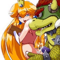 1boy 1girls big_penis blonde_hair blue_eyes bottomless bowser breasts color crown cucked_by_enemy cuckold cuckold_rape cum cum_on_ass doggy_style female great_demon_king_koopa green_head hair hot_dogging huge_cock human koopa long_hair looking_back male male/female mario_(series) mo_(at900c) nintendo open_mouth penis pixel princess_peach rape red_eyes red_hair restrained saliva smooth_skin stocks straight uncensored