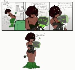 2026 animated anthro areolae_peeking bra brialzebubbie color comic dandy's_world dark-skinned_female hugging human loop sp4gh3tt1 sp4gh3tt1_(artist) toon toonophilia toons_(dandys_world) undressing vee_(dandy's_world) veronica_hurley_(dandy's_world)