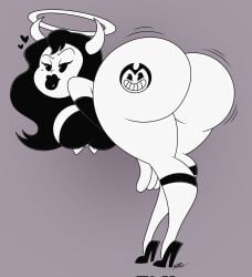 1girls 2026 alice_angel alternate_version alternate_version_available angel angel_girl artist_name artist_signature ass ass_exposed ass_focus ass_tattoo bendy_and_the_ink_machine big_ass big_breasts bimbo bimbo_body bimbo_lips black-haired_female black_hair black_hair_female black_lips black_lipstick breasts butt_tattoo clothed clothed_female clothing dress english english_text exposed exposed_ass fallen_angel female female_focus female_only halo heart heart_symbol hearts_around_head heels horns huge_ass joey_drew_studios light-skinned_female light_skin lips lipstick mole mole_under_eye monochrome pac-man_eyes partially_clothed partially_clothed_female rear_view samperez solo solo_female solo_focus stockings tattoo tattoo_on_butt text thick_thighs thighs