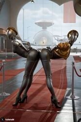 2girls 3d ai_generated ass_on_ass atomic_heart ballerina big_ass big_ass_(female) blonde_hair braided_hair clouds crown_braid cyborg cyborg_girl daytime ekaterina_nechayeva female female_only focus_entertainment grok grok_imagine hands_on_ass heels humanoid left_(atomic_heart) mature mature_female metal metallic_body mundfish no_face red_rug right_(atomic_heart) robot robot_ass robot_girl robot_humanoid robotic_arm rug russian_female the_twins_(atomic_heart) thick_ass twins video_game_character video_game_franchise video_games woman yallahs80