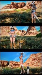 au_ra auri_lover desert exhibitionism final_fantasy_xiv knight knight_armor paladin public river undressing water