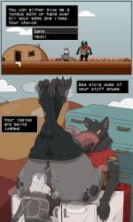 absurd_res ambiguous/ambiguous ambiguous_gender anal anal_musk anthro anus ass bodily_fluids canid canine crocutacanidae desert duo forced forced_rimming gameplay_mechanics hi_res hyena legs_up lisa_the_pointless mammal musk musky_butt oral questionable_consent rimming sex spotted_hyena sweat sweaty_butt