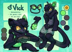 absurd_res anthro balls binary_code biped bottomwear chinchilla chinchillid clothed clothing crop_top digital_media_(artwork) digitigrade dizzymilky dogtober english_text eyewear fluffy fluffy_tail fur genitals gloves glowing glowing_body goggles handwear hi_res jewelry long_tail male mammal mane partially_clothed pawpads reference_image rodent shirt shorts solo tail text topwear yellow_eyes