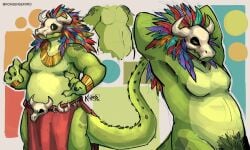 belly chubby chubby_male closed_eyes lihzahrd male male_only male_pubic_hair mask nonsensekiiro pubic_hair scalie shirtless shirtless_male solo_male spiked_tail stretching tagme tail terraria witch_doctor_(terraria)