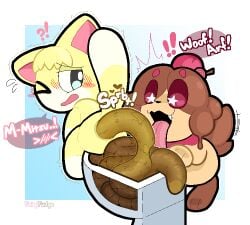 ambiguous/ambiguous ambiguous_gender anthro anus artist_name bangs barking biped blush blush_lines blush_stickers bodily_fluids chibi dialogue digital_media_(artwork) domestic_cat duo eating_feces embarrassed excessive_feces exclamation_point fairyfudge feces feces_in_mouth feces_pile felid feline felis flying_sweatdrops fur generation_6_pokemon gradient_background hi_res hyper_feces hyper_scat licking_feces looking_at_another male_(lore) mammal mitzu_(fairyfudge) nintendo one_eye_closed one_fang open_mouth open_smile pink_eyes pokemon pokemon_(species) pooping_in_toilet raised_tail scat scatplay simple_background sitting sitting_on_toilet slurpuff smile sound_effects speech_bubble star_pupils stuttering sweat sweatdrop tail tail_motion text toilet tongue tongue_out tremble_spikes vowelless vowelless_sound_effect wide_eyed yellow_body yellow_fur