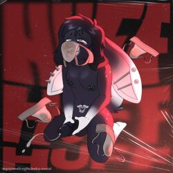 animated anthro balls black_body black_fur blue_eyes bodily_fluids clothing cum digital_media_(artwork) ear_piercing erection facial_piercing fur gayandfragile genital_fluids genitals gradient_fur gynomorph hair intersex jockstrap jockstrap_on_face kneeling lagomorph leporid lilith_(bxnny) mammal nipples nose_piercing nude piercing rabbit ring_piercing short_hair smile sniffing sniffing_clothes solo tail text trans_(lore) trans_woman_(lore) underwear underwear_sniffing white_body white_fur