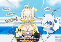 1boy 1girls 2025 accessory android android_girl animal_humanoid armwear background background_sky belly belly_button big_breasts bikini bikini_top blonde_hair blue_fur boob_window boobjob breasts chocker cleavage clothing clothing_cutout clouds cock console controller cum cum_between_breasts cumshot d-pad dick ejaculation ejaculation_between_breasts elegg_(boom_and_shock)_(nikke) elegg_(nikke) eyebrows female fhd game_controller_nipples_(meme) gloves goddess_of_victory:_nikke green_eyes hair hair_covering_eyes hair_over_eyes half_naked half_naked_female hands handwear hd hd_(traditional) hi_res high_resolution hires hot hot_female huge_boobs huge_breasts humanoid in_pool in_water large_boobs large_breasts large_tits light-skinned_female light_skin looking_pleasured male meter mini_comic mklancer00 mouth naked naked_male nose oerba_yun_fang one_eye_closed open open_mouth paizuri paizuri_lead_by_female penis pool pool_sex poolside robot robot_girl semen sexy sexy_female sky sling_bikini sling_bikini_top sling_swimsuit slingshot_bikini slingshot_swimsuit speech speech_bubble swimsuit swimsuit_paizuri swimwear talking teeth tiger tiger_boy tiger_ears tiger_humanoid titjob tongue video_game_console video_game_controller water watermark white_hair yellow_bikini yellow_bikini_top yellow_sling_bikini yellow_slingshot_swimsuit yellow_stripes yellow_swimsuit yellow_swimwear