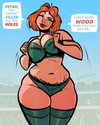 1girls artist_name big_breasts blue_eyeshadow bra breasts breasts_squeezed_together dialogue earrings english english_text eyeshadow family_guy female female_only hips hugotendaz innuendo large_breasts lingerie lipstick lois_griffin makeup male_pov milf motion_lines navel panties pinup plump plump_lips pov red_hair red_lipstick seductive seductive_look simple_background solo solo_female speech_bubble stockings text thick thick_thighs thighs wide_hips