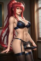 1girls abs ai_generated bra breasts dominant dominant_female dominatrix eyes female femdom front_view garter_straps hands_free high_school_dxd legs lips mommy nose nude pegging presenting_strap-on rias_gremory solo solo_female standing stockings stomach strap-on strapon thighs