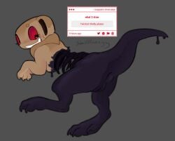 anthro anus claws dandy's_world dinosaur dripping exposed_ribcage female female_only monster no_humans paws puppystro pussy raptor red_eyes red_sclera ribcage roblox sharp_teeth shelly_(dandy's_world) solo solo_female tail twisted_shelly_(dandy's_world) vulva