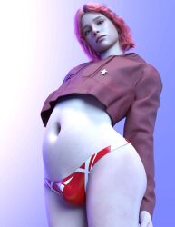 3d 3d_(artwork) 3d_background 3d_model 3d_render 3dcg belly belly_button belly_focus big_navel bulge_through_clothing cropped_jacket femboy femboy_focus femboy_only feminine feminine_body feminine_male feminine_pose green_eyes huge_navel looking_at_viewer male male_only myart navel_fetish navel_focus oc original original_character penis penis_bulge pink_hair self_upload thong zazkinkart
