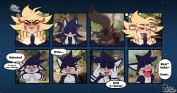 anthro blowjob blush cat_girl catgirl feline furry honey_(outletdraws) iamaneagle_(artist) jackal licking outlet_(outletdraws) outletdraws sex socket_(outletdraws) sucking sucking_penis tiger