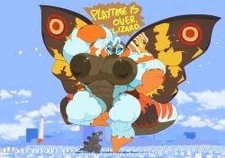 abs biceps breasts commoddity female godzilla_(series) moth mothra muscles muscular muscular_arms muscular_female muscular_legs muscular_thighs pecs