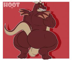 2025 6:5 absurd_res anthro ass balls big_butt claws crossed_arms crouching dg254 digital_media_(artwork) dragon european_mythology feet genitals giana_sisters grin grinning_at_viewer gurglewocky_(giana_sisters) hi_res horn looking_at_viewer looking_back looking_back_at_viewer male musclegut muscular muscular_anthro muscular_male mythological_creature mythological_scalie mythology nude rear_view red_body red_eyes red_scales saggy_balls scales scalie simple_background smile smiling_at_viewer solo tail tan_body tan_scales teeth_showing watermark western_dragon wings yellow_eyes