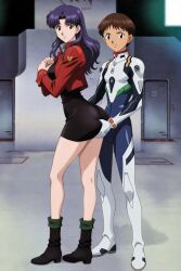 ai ai_generated ass_grab brown_hair butt_grab misato_katsuragi neon_genesis_evangelion neopn_genesis_evangelion purple_hair round_ass round_butt shinji_ikari