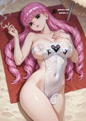 ai_generated anime beach beach_towel big_breasts bikini boobs_bigger_than_head boobs_focus breastjob breasts breasts_apart breasts_bigger_than_head breasts_bigger_than_torso breasts_focus cigarette female female_focus female_on_top female_only gatopan_3 hard_nipples high-angle_view high_quality high_resolution looking_at_another looking_at_partner looking_at_viewer looking_up looking_up_at_partner looking_up_at_viewer lying lying_on_back mommy more_at_source nipples nipples_covered nipples_visible_through_bikini nipples_visible_through_clothing on_beach on_sand one_piece pale pale-skin pale-skinned_female pale_skin pale_skinned_female patreon perona perona_(one_piece) pink_hair pink_hair_female pussy pussy_lips red_nipples sand smoke smoking smoking_cigarette tagme tagme_(artist) topless_female transparent_clothing uncensored vagina wasp_waist woman_focus woman_on_top woman_only woman_solo