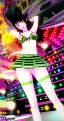 1girls arrancon black_hair black_hair_female blake_belladonna bow cat_ears long_hair long_hair_female pose posing rave rave_outfit rave_party rwby solo_female yellow_eyes