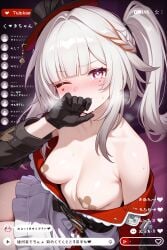 1girls ai_generated bandaid blush cosmicil honkai:_star_rail looking_at_viewer small_breasts sparkle_(honkai:_star_rail) sparxie_(honkai:_star_rail) streamer streaming wink