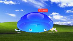 ambiguous_gender bliss_(image) computer consentacleez desktop desktop_icon desktop_screen fat folder folder_icon homework_folder immobile message message_box steam steam_(software) sweatdrop text weight_gain