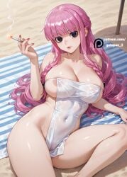 1girls ai_generated anime beach beach_towel big_breasts bikini boobs_bigger_than_head boobs_focus breastjob breasts breasts_apart breasts_bigger_than_head breasts_bigger_than_torso breasts_focus cigarette female female_focus female_on_top female_only gatopan_3 hard_nipples high-angle_view high_quality high_resolution looking_at_another looking_at_partner looking_at_viewer looking_up looking_up_at_partner looking_up_at_viewer lying lying_on_back mommy more_at_source nipples nipples_covered nipples_visible_through_bikini nipples_visible_through_clothing on_beach on_sand one_piece pale pale-skin pale-skinned_female pale_skin pale_skinned_female patreon perona perona_(one_piece) pink_hair pink_hair_female pussy pussy_lips red_nipples sand smoke smoking smoking_cigarette tagme tagme_(artist) topless_female transparent_clothing uncensored vagina wasp_waist woman_focus woman_on_top woman_only woman_solo
