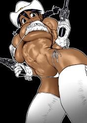 1girls abs arung_samudra_(cessa) bandage big_breasts bikini black_hair breasts cessa cleavage cowboy_hat dark-skinned_female dark_skin female female_only firearm gloves gun handgun holding_gun holding_weapon human muscular muscular_arms muscular_female original revolver sideboob solo tagme thick_thighs weapon
