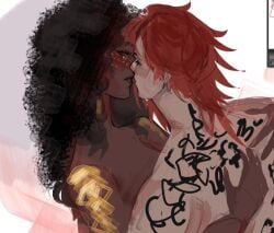 2girls arcane arcane_vi dark-skinned_female interracial_yuri irequixote mel_medarda vi yuri