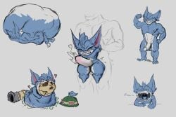 3:2 anal belly belly_on_ground big_belly blue_body blue_fur blush blush_lines bodily_fluids digestion digital_drawing_(artwork) digital_media_(artwork) feet_first flexing fur head_in_mouth heart_symbol hi_res huge_belly league_of_legends male male/male mouth_shot multiple_prey muscular nommsalotl open_mouth oral_vore penetration pointing_at_mouth reaching_out riot_games rumble_(lol) size_difference sketch_page smaller_penetrated smaller_pred stomach_bulge stretched_mouth swallowing tears tears_of_pleasure teemo_(lol) tencent thick_thighs unwilling_prey vore yordle