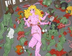 absurd_res amputation amputee arthropod assassin_bug black_hair black_sclera blonde_hair blood bodily_fluids bound breasts brown_hair butcher_shop butchery carapace collarbone cum cumshot death decapitation disembodied_hand disembodied_penis disembowelment dismemberment ejaculation entrails female finger_in_mouth futanari genital_fluids genitals glistening glistening_body goblin gore green_body guts hair hands_tied hi_res implied_cannibalism insects intersex lying male mandibles navel nipples on_back organs orgasm penis pink_body ponytail questionable_consent reverse_penetration serth shortstack slit_throat snuff stab throat_slash true_bug vaginal_fluids vaginal_squirting vulva zisa_(serth)