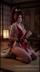 ai_generated blowjob brown_hair brunette_female brunette_hair fatal_fury king_of_fighters king_of_fighters_xiv king_of_fighters_xv mai_shiranui mai_shiranui_(casual) penis_in_mouth ponytail sucking sucking_dick sucking_penis sucking_tip tagme video