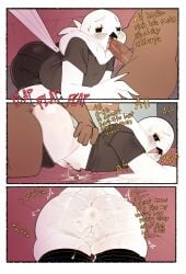 absurd_res anal anal_sex anthro anthro_penetrated ass avian beak big_butt bird black_clothing black_eyes black_shirt black_topwear bodily_fluids bottomwear clothed clothed_sex clothing cum cum_in_ass cum_inside cum_while_penetrated dialogue disembodied_hand duo english_text erection feathers fellatio genital_fluids genitals heart_eyes heart_symbol hi_res human human_on_anthro human_penetrating human_penetrating_anthro humanoid_genitalia humanoid_penis interspecies leaking_cum looking_pleasured male male/male male_focus male_on_human male_penetrating_anthro mammal meweeze neck_tuft oral penetration penile penile_penetration penis penis_in_ass plap saliva sex shirt shorts small_beak solo_focus stomach_bulge t-shirt text thick_thighs tight_bottomwear tight_clothing tight_shorts topwear tuft white_body white_feathers wide_hips