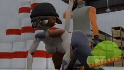 1boy 3d_animation ahe_gao animated ass barrel beanie black_fur breasts breasts_out brown_fur earrings female gloves leather_gloves leather_pants meow_skulls_(fortnite) penis sublimenation sunspot_(fortnite) tagme turtleneck visible_areolae warehouse white_fur wood yellow_eyes yellow_skin