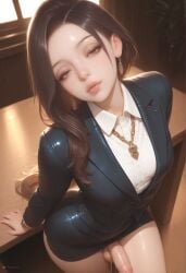 1femboy absurd_res ai_generated artist_name artist_upload balls big_balls black_hair blue_blazer blue_eyes blue_jacket bodily_fluids business_suit clothing collar collared_shirt earrings erect erect_penis eyebrows eyelashes femboy femboy_only feminine feminine_body feminine_faced_male feminine_male flashing foreskin formal genitals gold_jewelry gold_necklace hi_res huge_balls indoor jewelry leaking leaking_penis long_hair looking_at_viewer male more_at_source necklace newhalf no_panties no_underwear office office_clothing oiled_skin pale pale_body pale_skin pandora patreon patreon_username penis penis_focus presenting seductive self_upload sexy_body sexy_pose shiny shiny_skin sitting smooth_balls smooth_skin solo testicles transgender uncensored uncircumcised uncircumcised_penis uncut watermark white_shirt