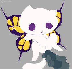 anthro arthropod butterfly digital_media_(artwork) disembodied_hand disembodied_penis domestic_cat dream_fairy_(wandersong) duo erection felid feline felis female fur genitals godforgiveme4 hi_res hybrid insects lepidopteran lying male male/female mammal nude on_back penis penis_tip purple_eyes simple_background tail wandersong_(game) white_body wings